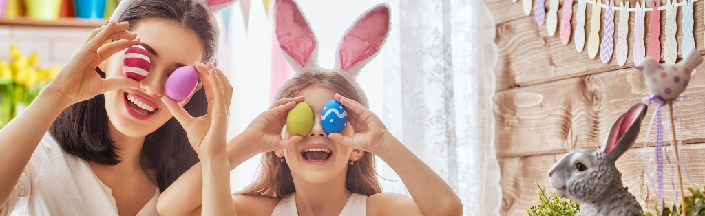 7 Spring Activities for Kids 5 Mum and daughter posing with easter eggs