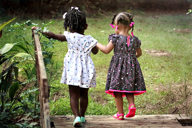 girls, children, friends on a walk