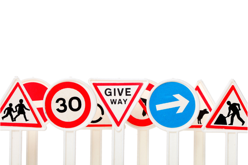 a collection of Uk road signs 
