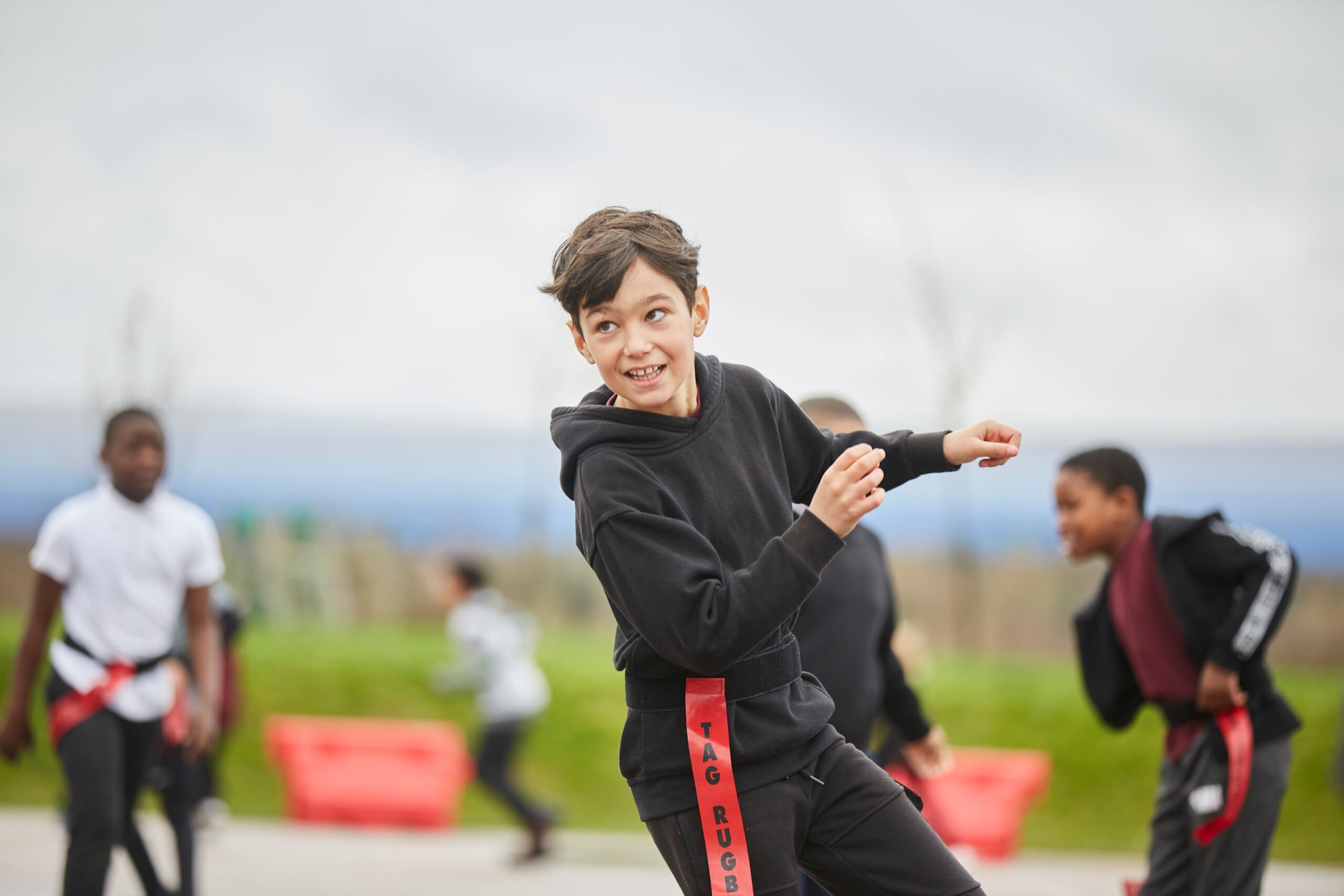 Child warming up for pe lesson
