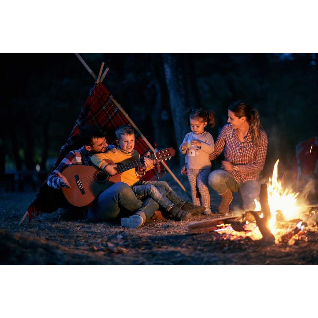 Family around a campfire