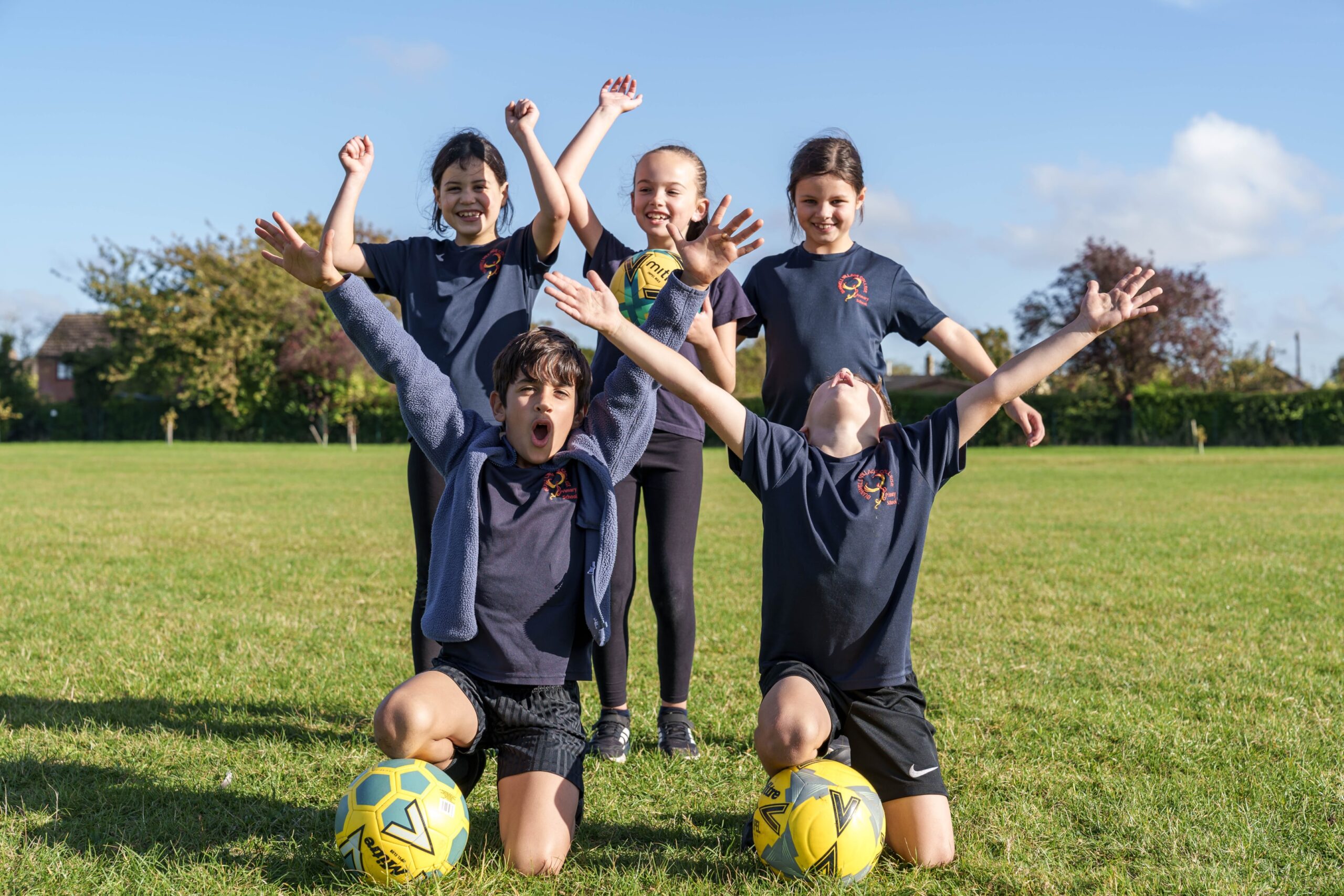 Kids playing PE games as a team